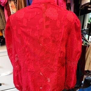 Fashion Nova Vibrant Red Lace Blouse